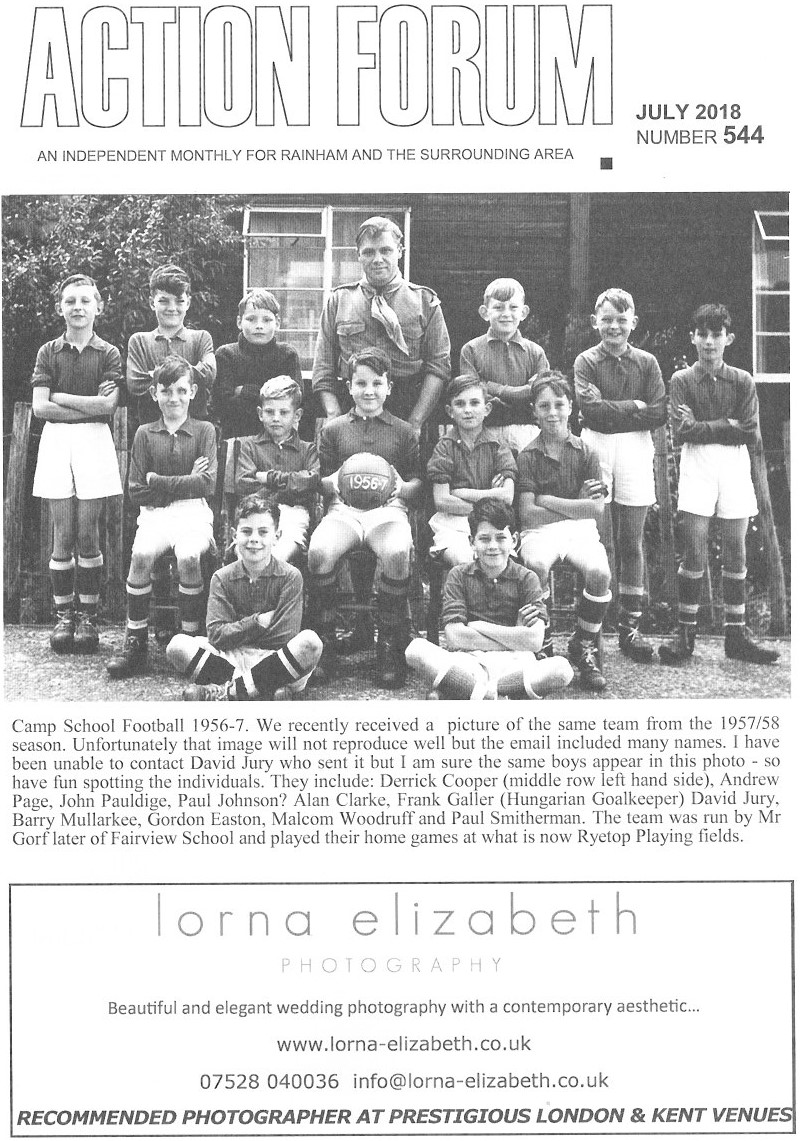 Cover photo of Camp school football team 1956-57
